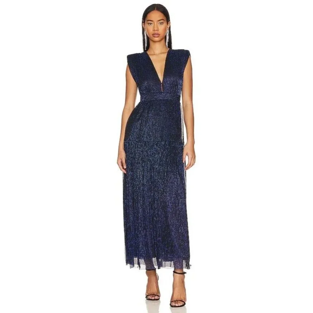 Karina Grimaldi Merment Dress Sapphire Blue Metallic - Picture 1 of 4